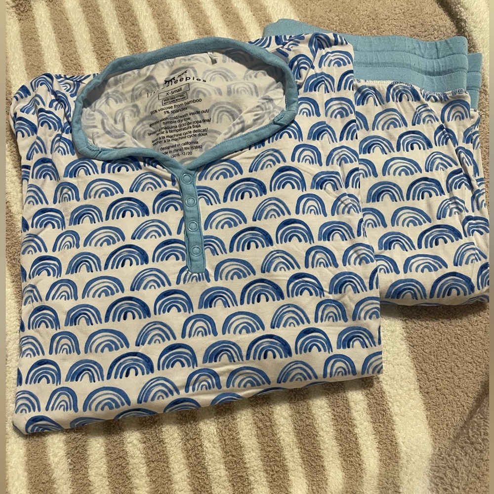 little sleepies Blue Rainbows Pajama Set